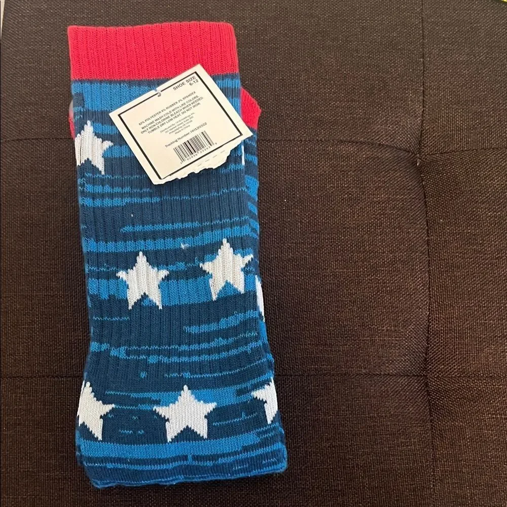 #116+ Red and Blue Star Patterned Unisex Socks